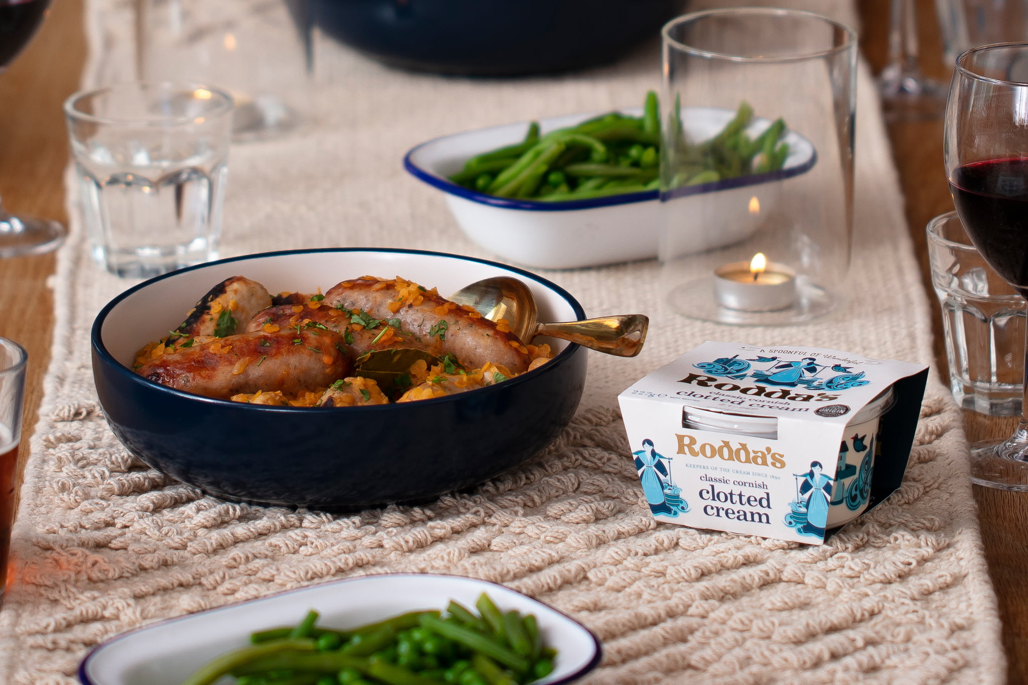 Creamy sausage stew with Rodda’s clotted cream 